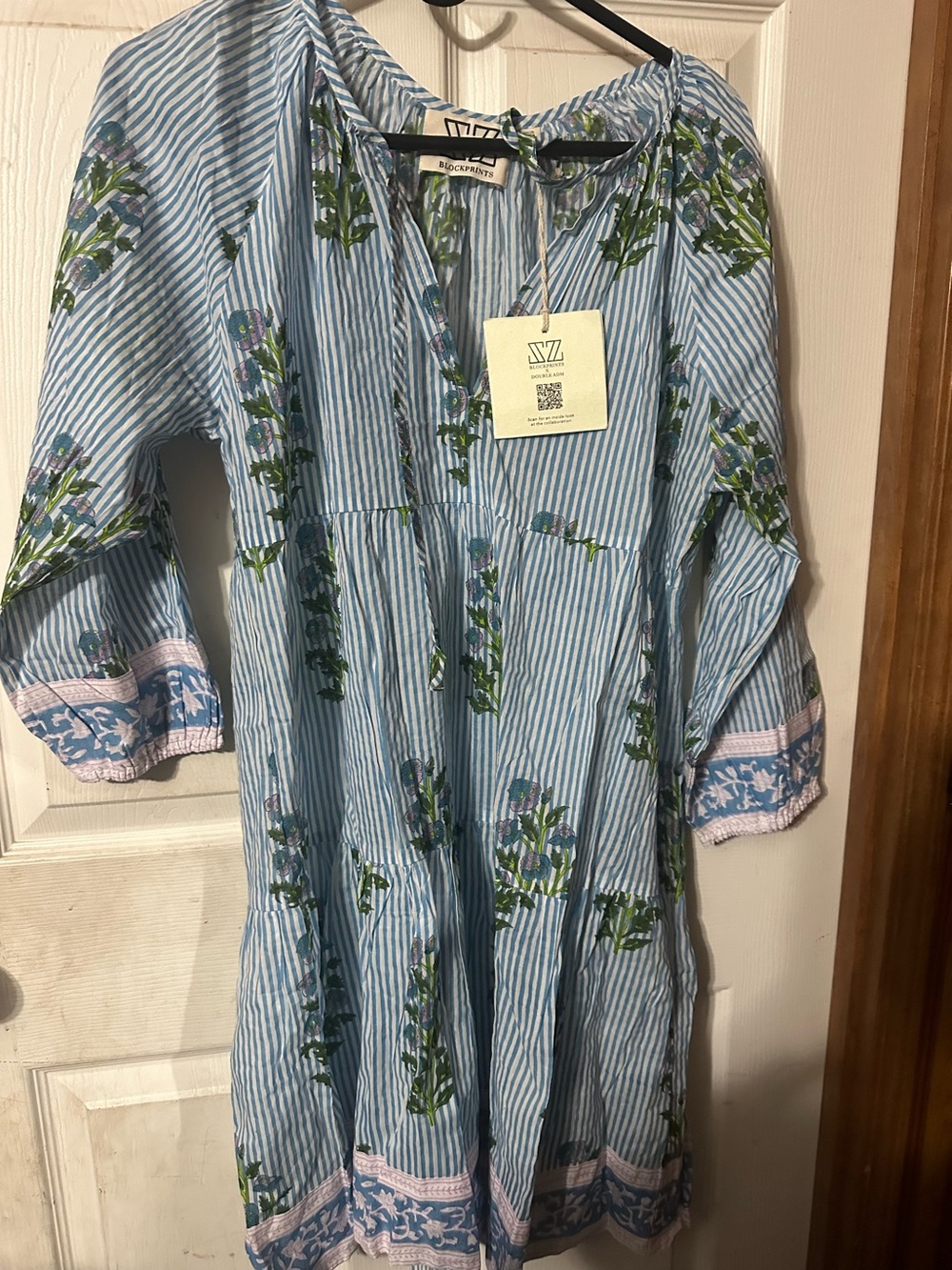 Blue Striped Floral Dress - Unbranded